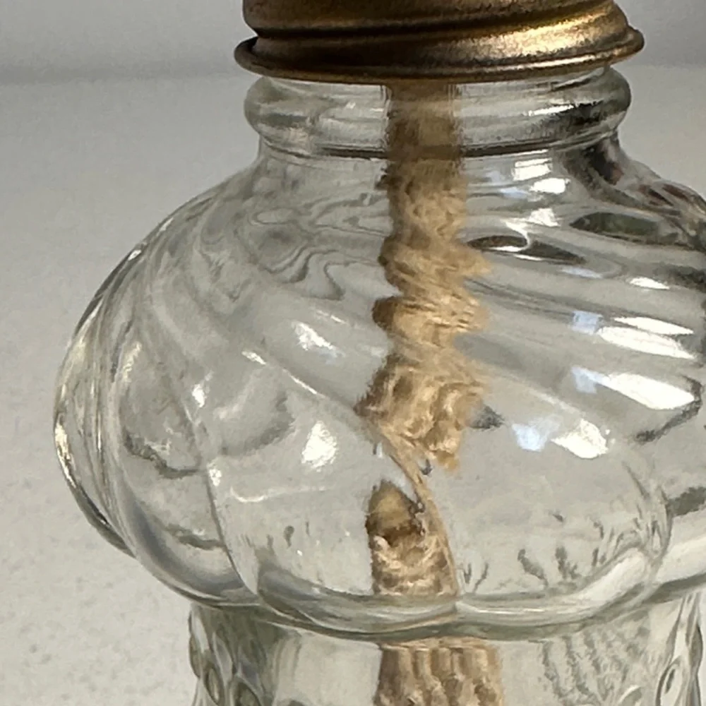 Vintage-Inspired Glass Lantern with Brass Accents